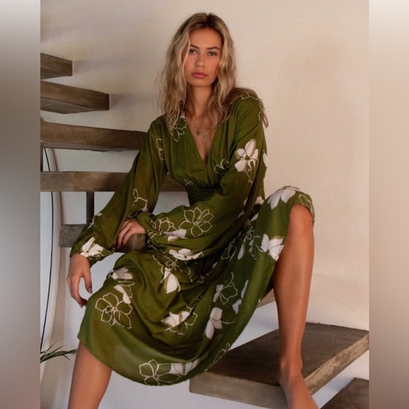 🪷BILLABONG NIGHT BLOOM LONG SLEEVE MAXI DRESS - Picture 3 of 8